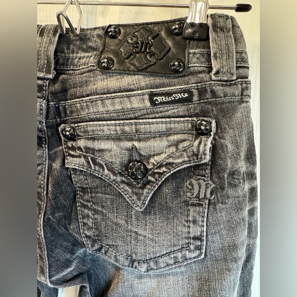 Miss Me Denim - Miss Me Charcoal Denim Jeans with Embellished Pockets Skinny